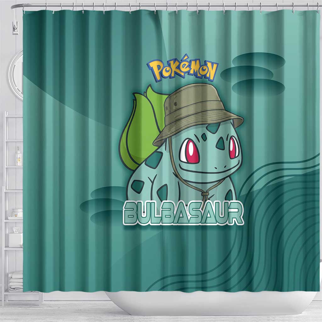 Bulbasaur Poké Shower Curtain Explorer Jungle Chibi Style