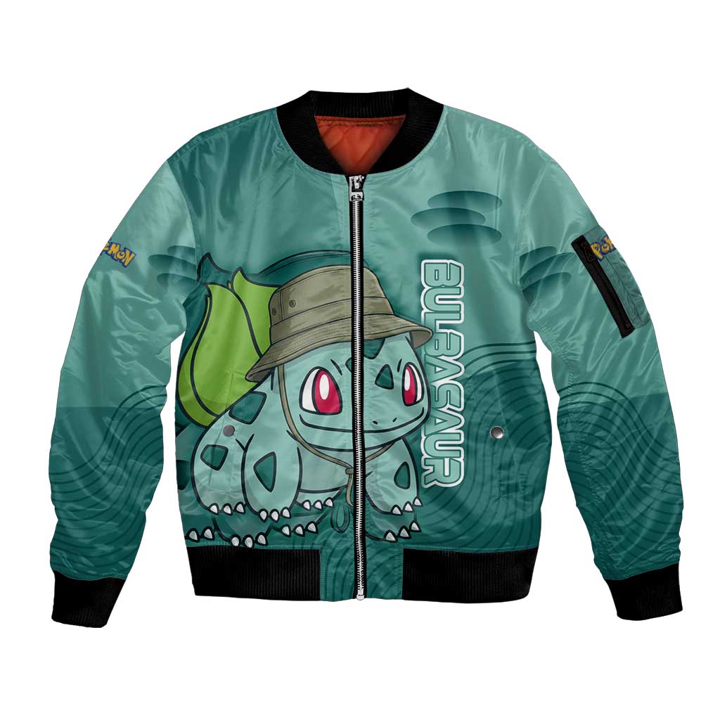 Bulbasaur Poké Sleeve Zip Bomber Jacket Explorer Jungle Chibi Style