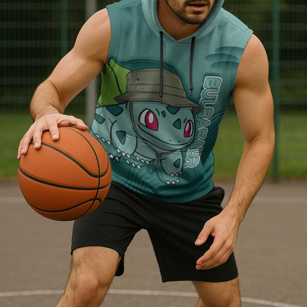Bulbasaur Poké Sleeveless Hoodie Explorer Jungle Chibi Style