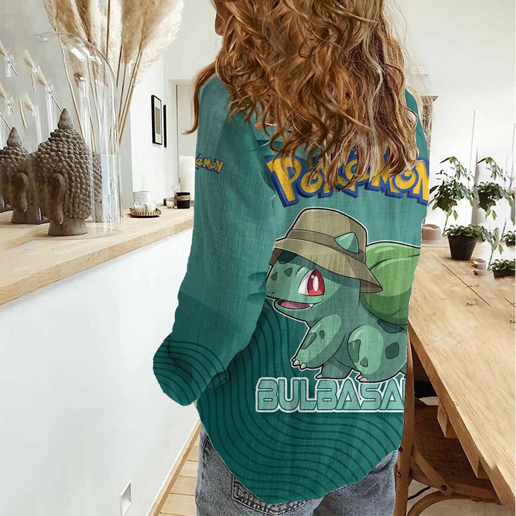 Bulbasaur Poké Women Casual Shirt Explorer Jungle Chibi Style