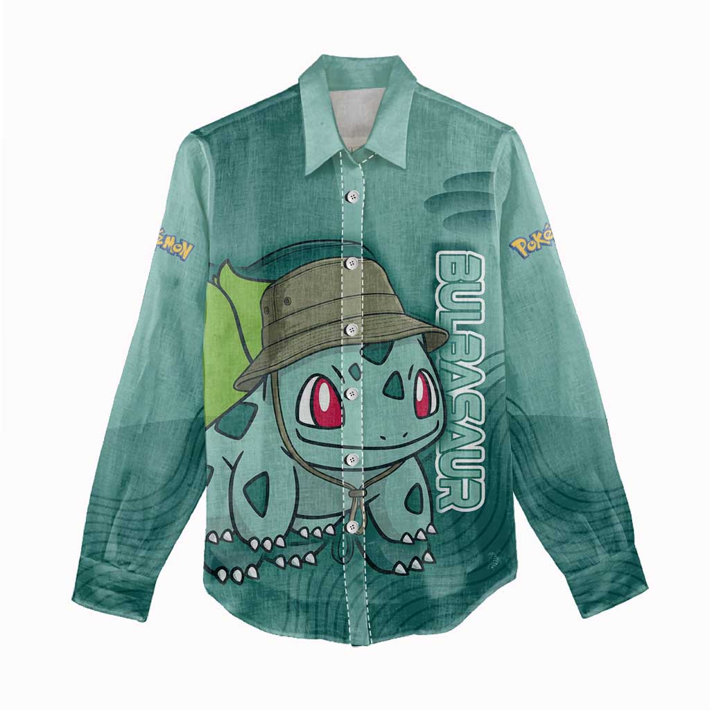Bulbasaur Poké Women Casual Shirt Explorer Jungle Chibi Style