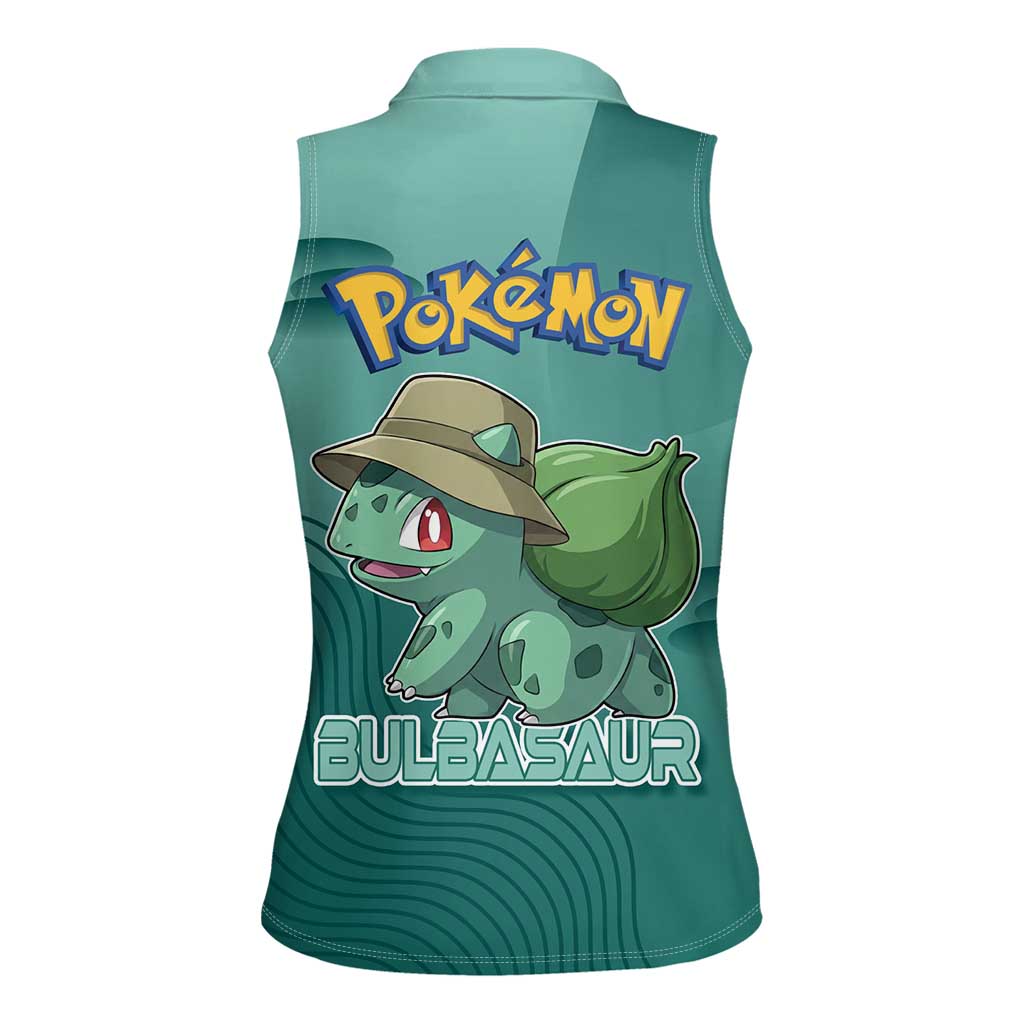 Bulbasaur Poké Women Sleeveless Polo Shirt Explorer Jungle Chibi Style