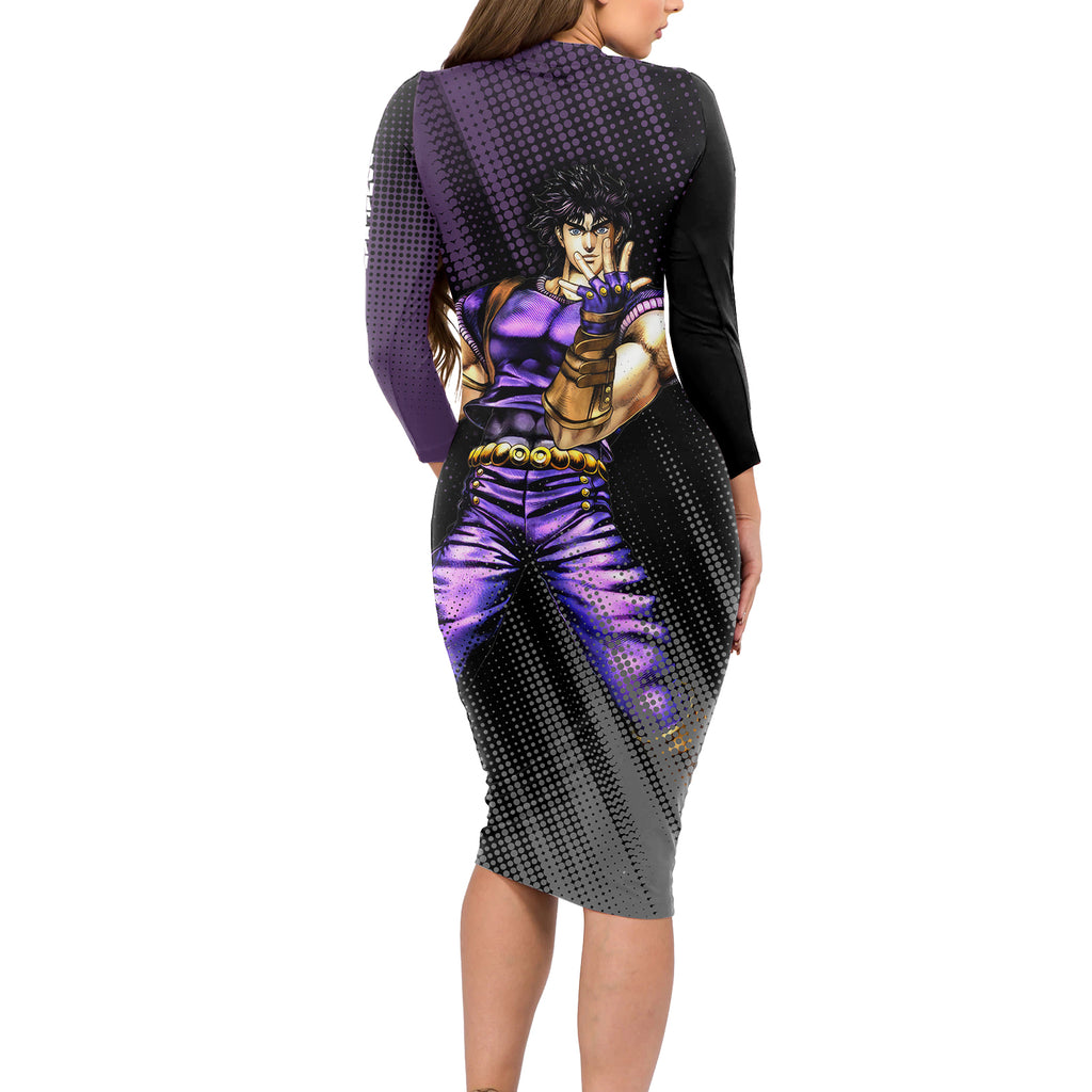Jonathan Joestar JJBAs Long Sleeve Bodycon Dress JoJo's Bizarre Adventure