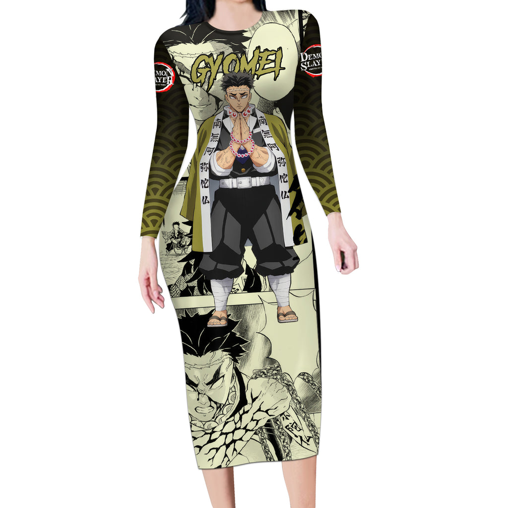 Gyomei Himejima Demon Slayer Long Sleeve Bodycon Dress Anime Mix Manga Style