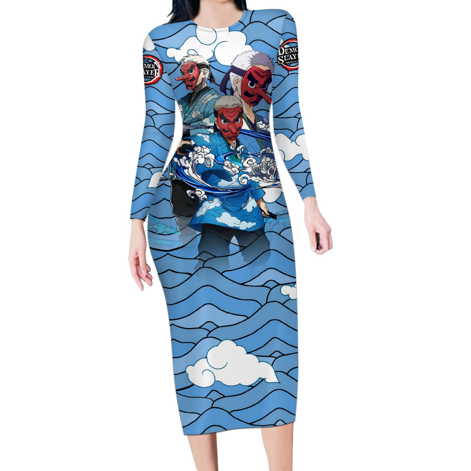 Sakonji Long Sleeve Bodycon Dress Demon Slayer