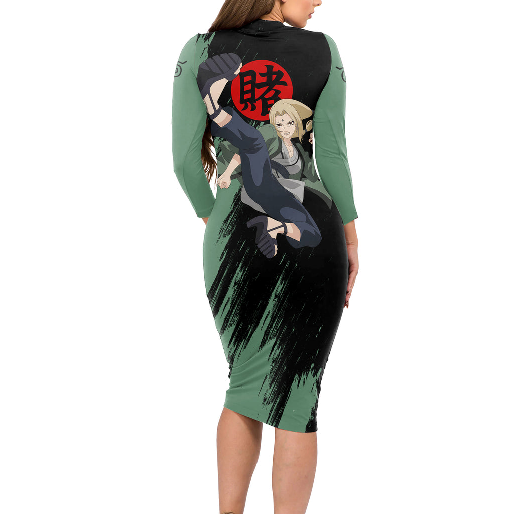Tsunade Long Sleeve Bodycon Dress Naruto