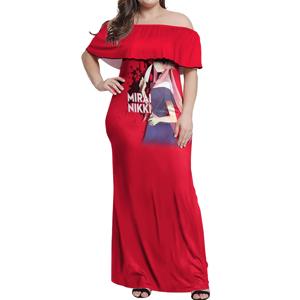 Yuno Gasai Future Diary Mirai Nikki Off Shoulder Maxi Dress Anime Style