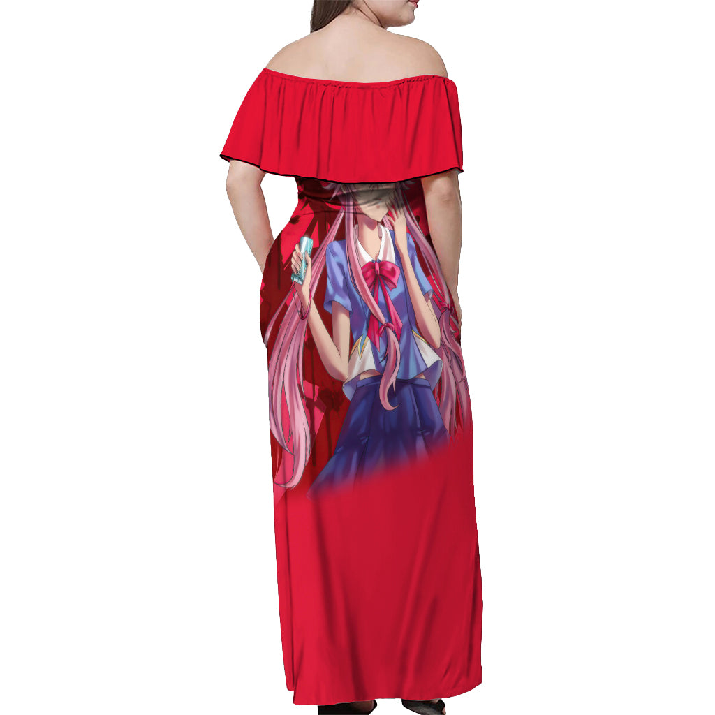 Yuno Gasai Future Diary Mirai Nikki Off Shoulder Maxi Dress Anime Style