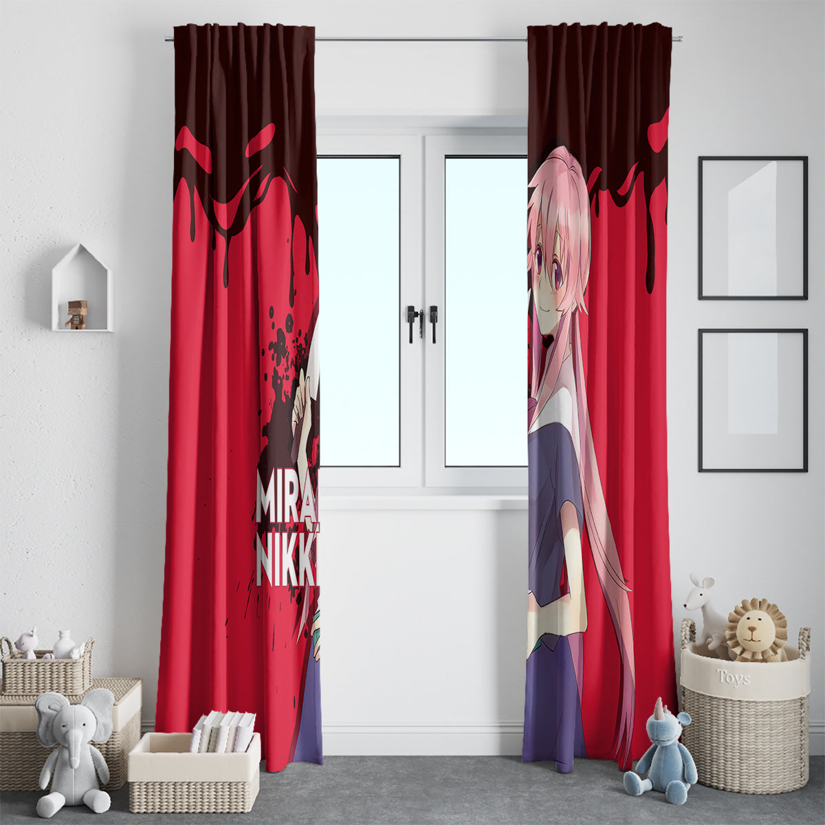 Yuno Gasai Future Diary Mirai Nikki Window Curtain Anime Style