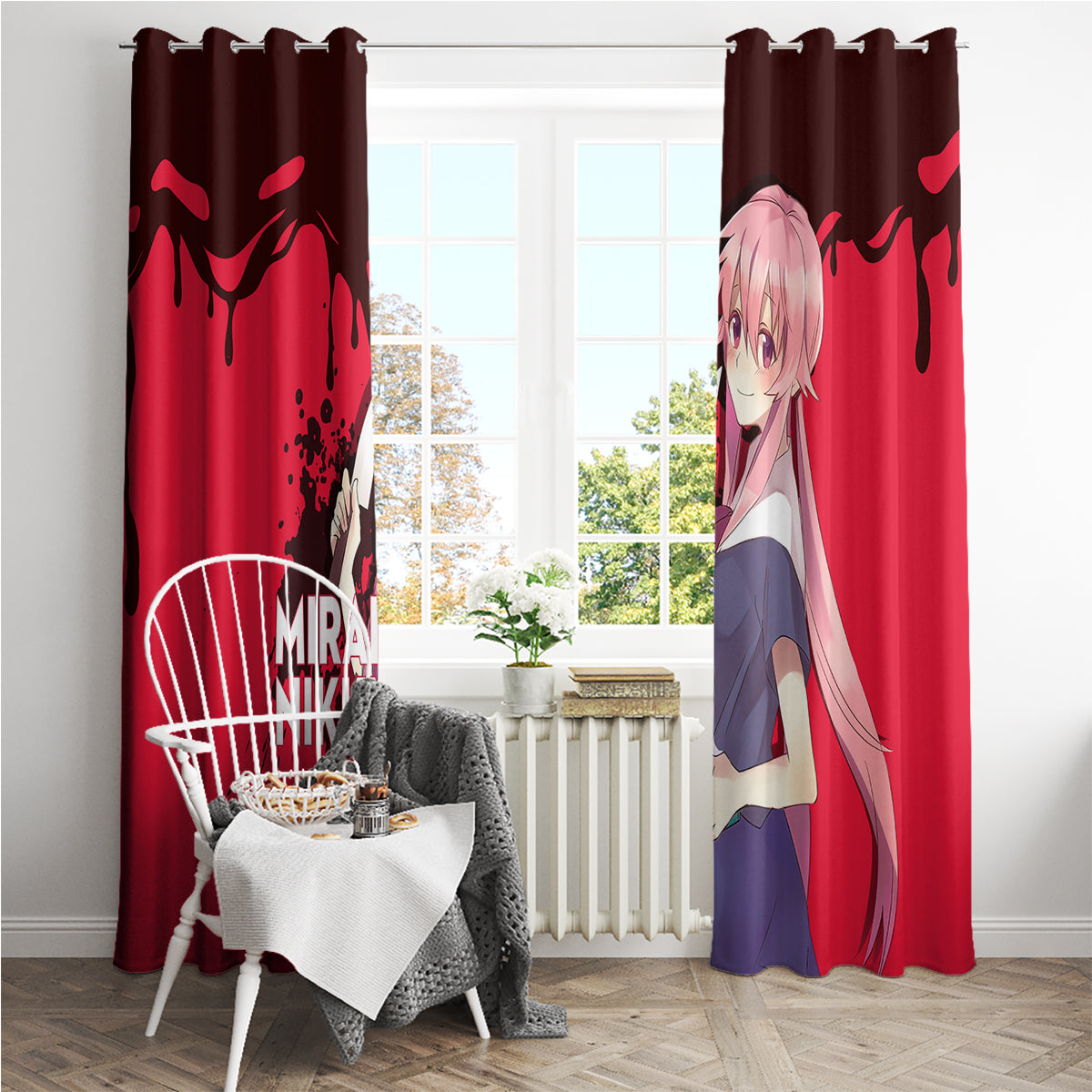 Yuno Gasai Future Diary Mirai Nikki Window Curtain Anime Style