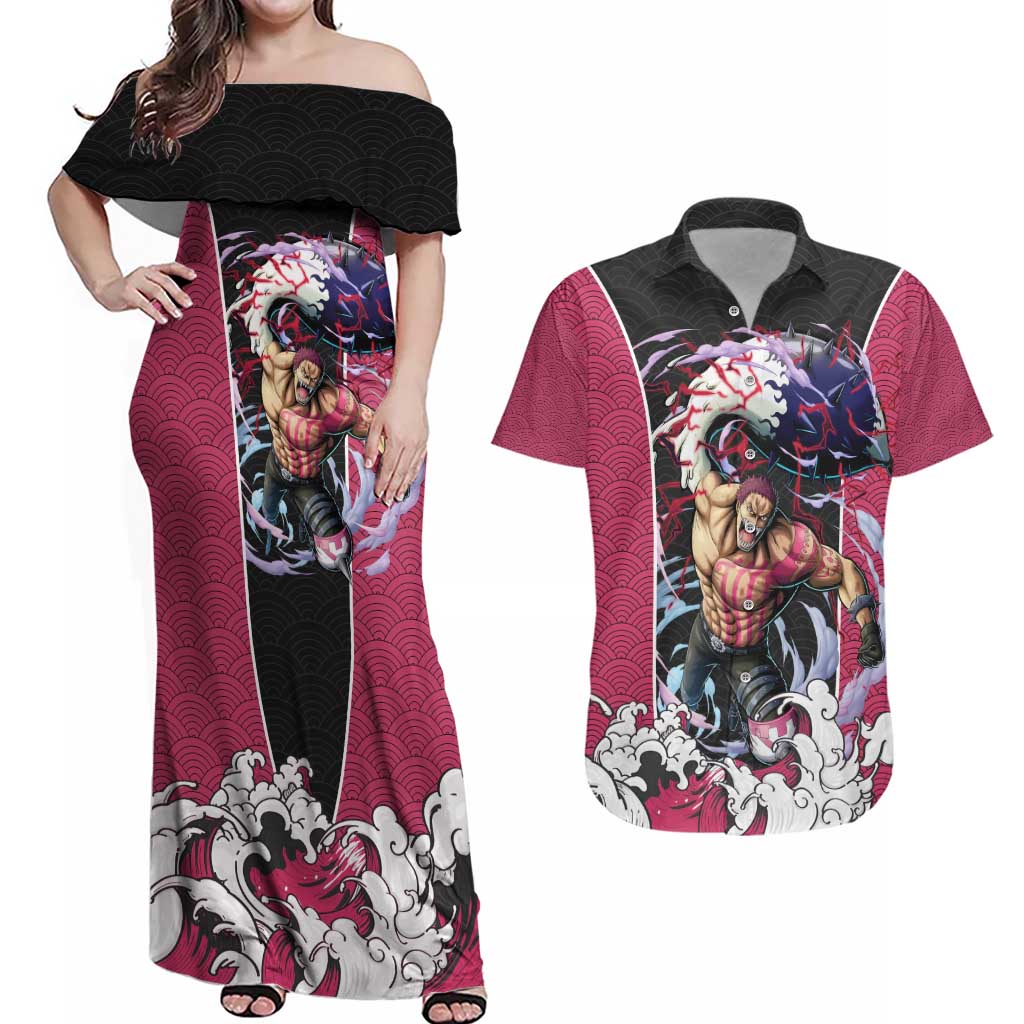 Charlotte Katakuri - One Piece Couples Matching Off Shoulder Maxi Dress and Hawaiian Shirt Anime Japan Pattern Style