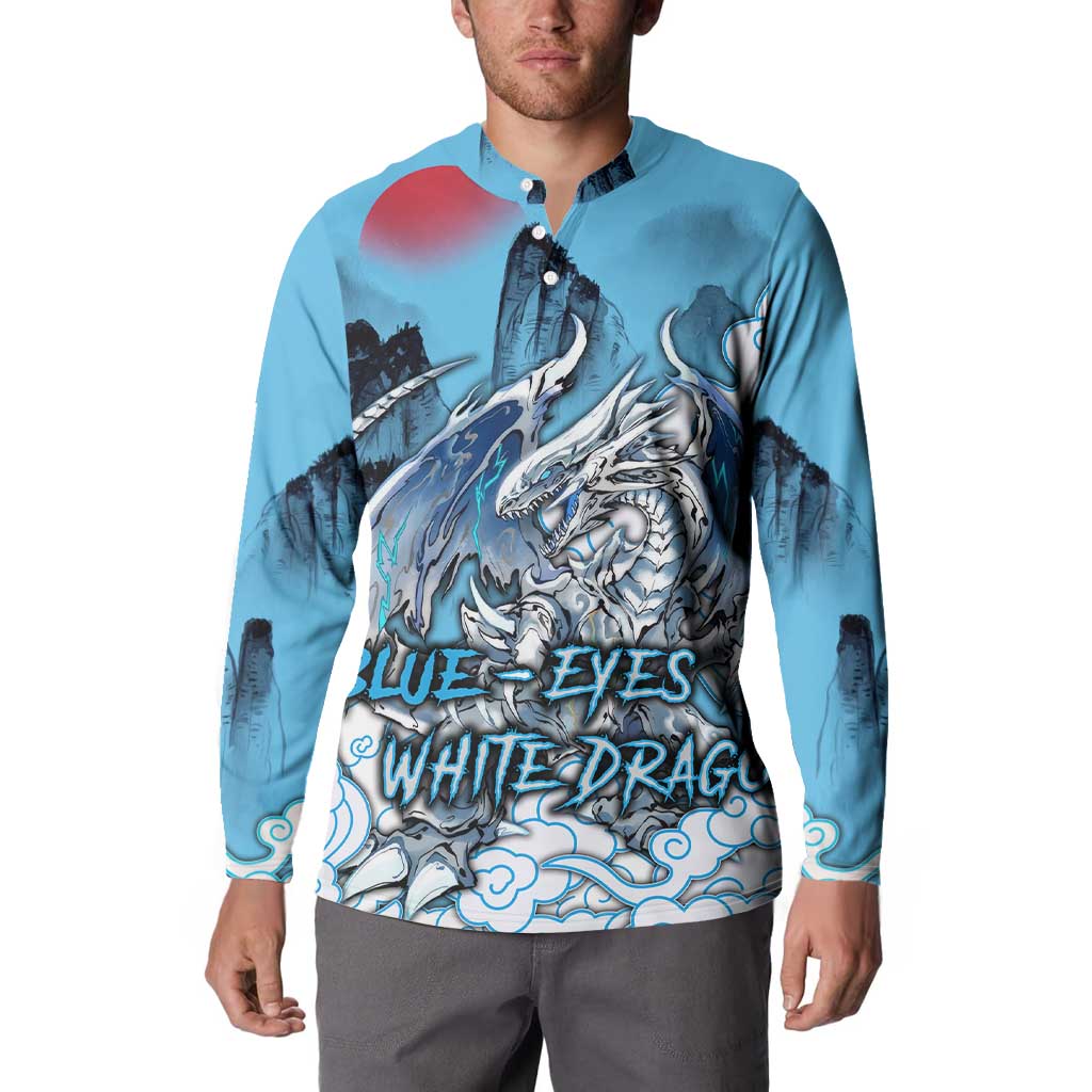 Blue-Eyes White Dragon Button Sweatshirt Anime Japan Art Style