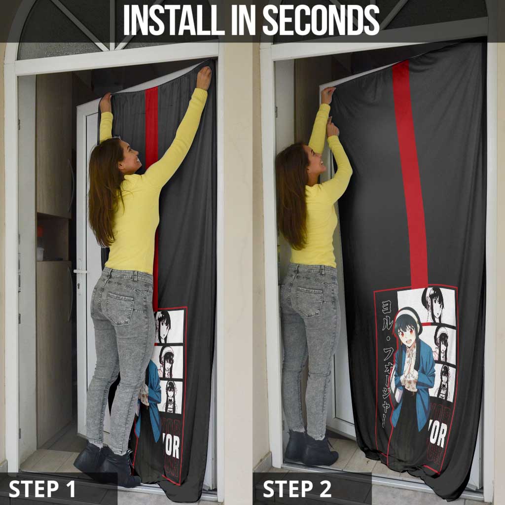 Yor Forger Spy x Family Door Cover with Assassin Pose and Elegant Stealth Design - The Mazicc
