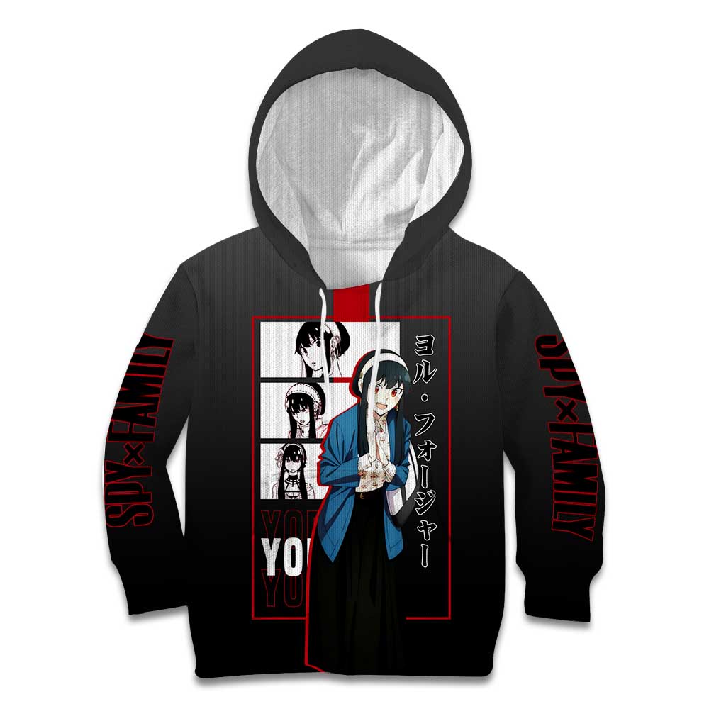 Yor Forger Spy x Family Kid Hoodie with Assassin Pose and Elegant Stealth Design - The Mazicc