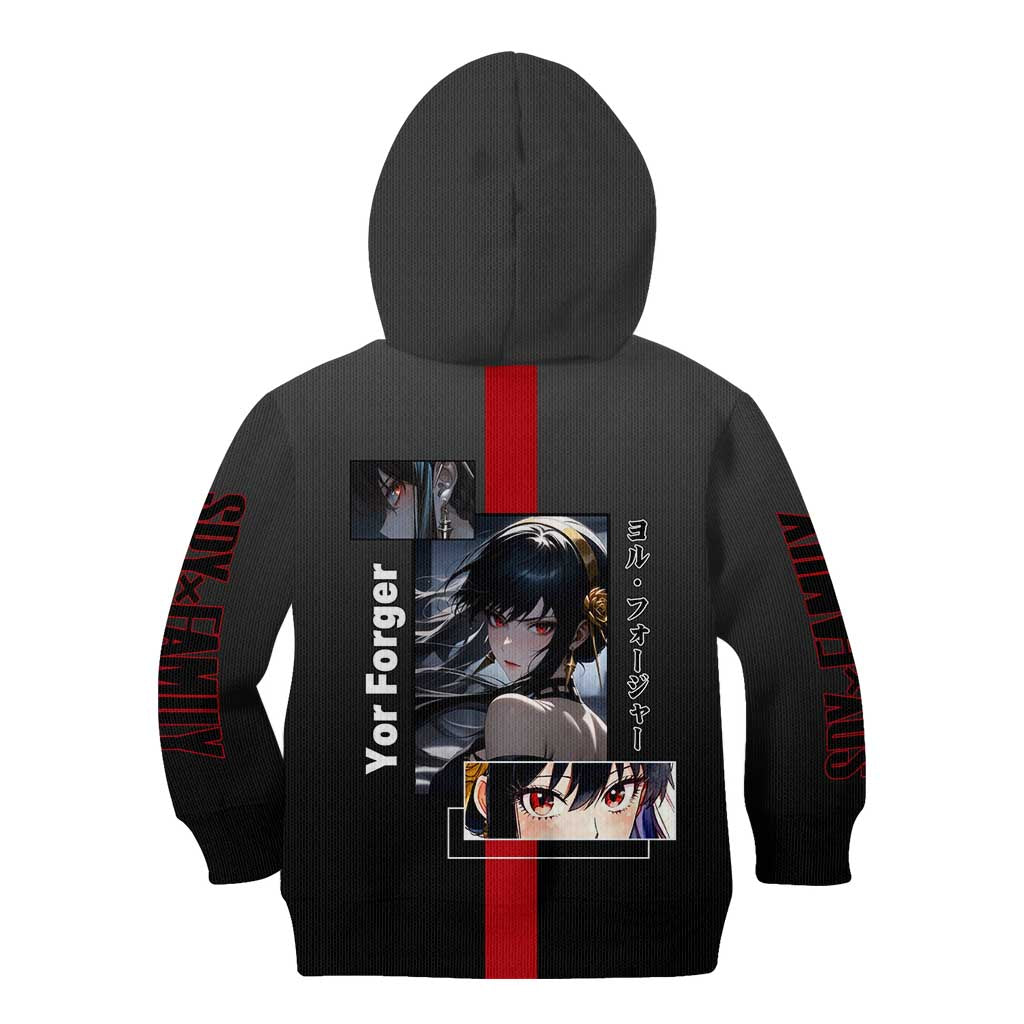 Yor Forger Spy x Family Kid Hoodie with Assassin Pose and Elegant Stealth Design - The Mazicc