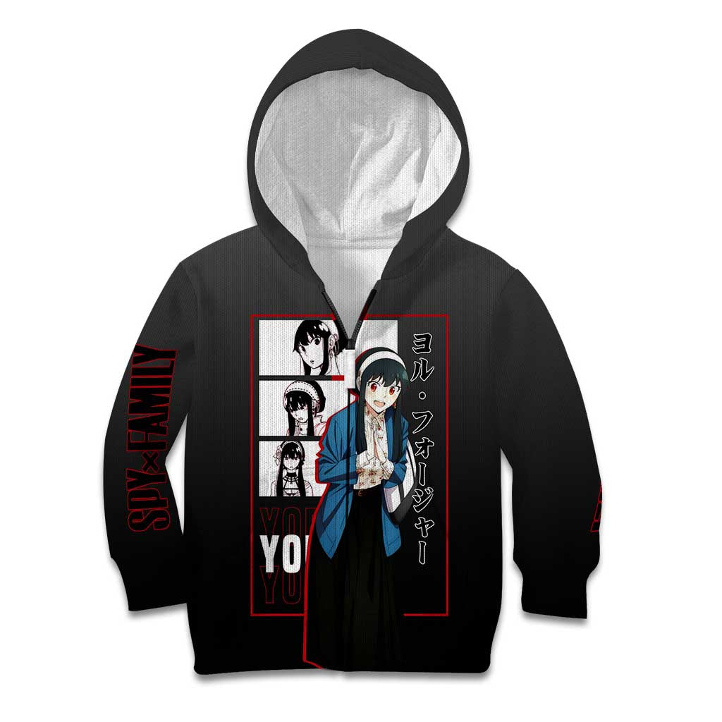 Yor Forger Spy x Family Kid Hoodie with Assassin Pose and Elegant Stealth Design - The Mazicc