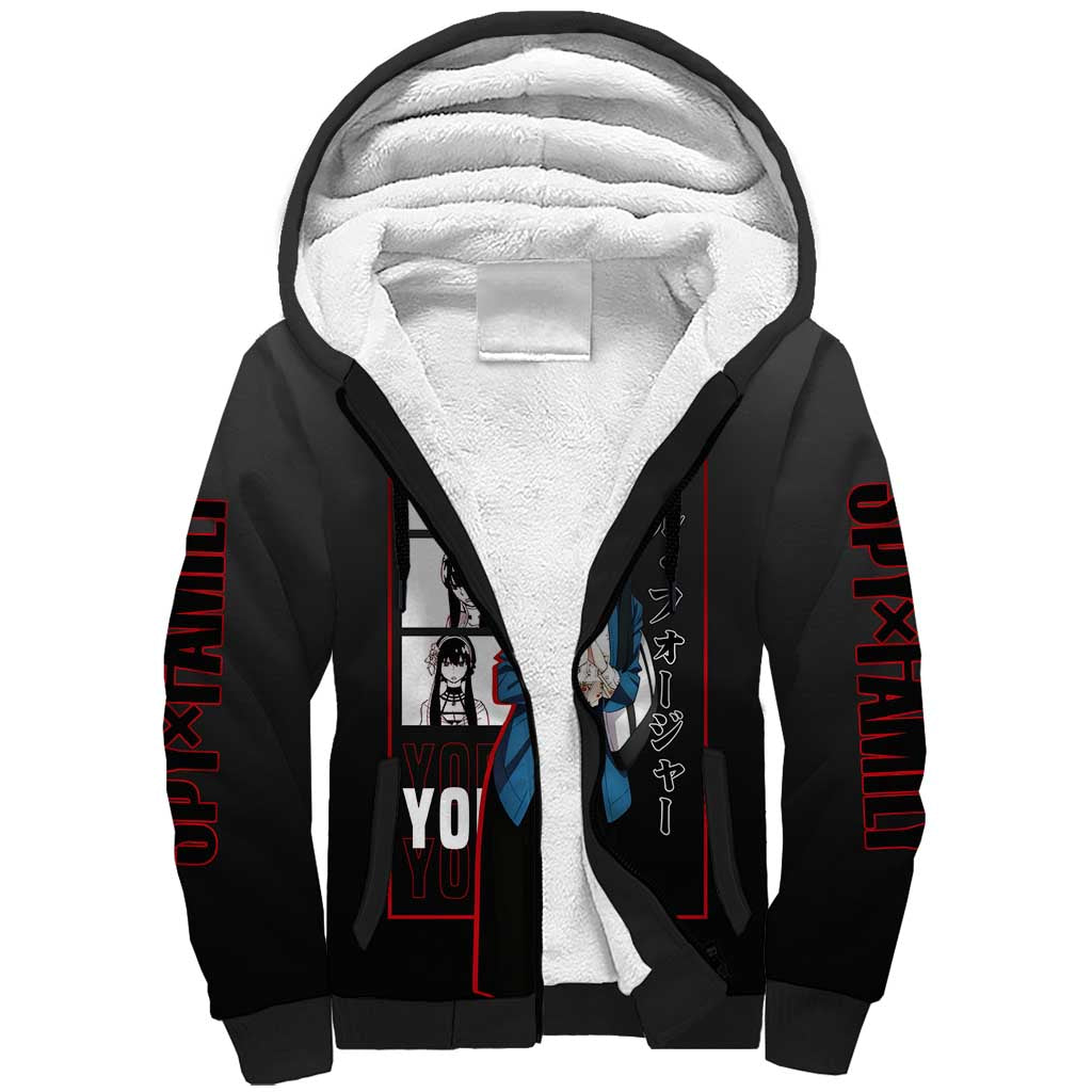 Yor Forger Spy x Family Sherpa Hoodie with Assassin Pose and Elegant Stealth Design - The Mazicc
