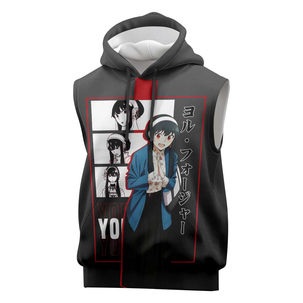 Yor Forger Spy x Family Sleeveless Hoodie with Assassin Pose and Elegant Stealth Design - The Mazicc