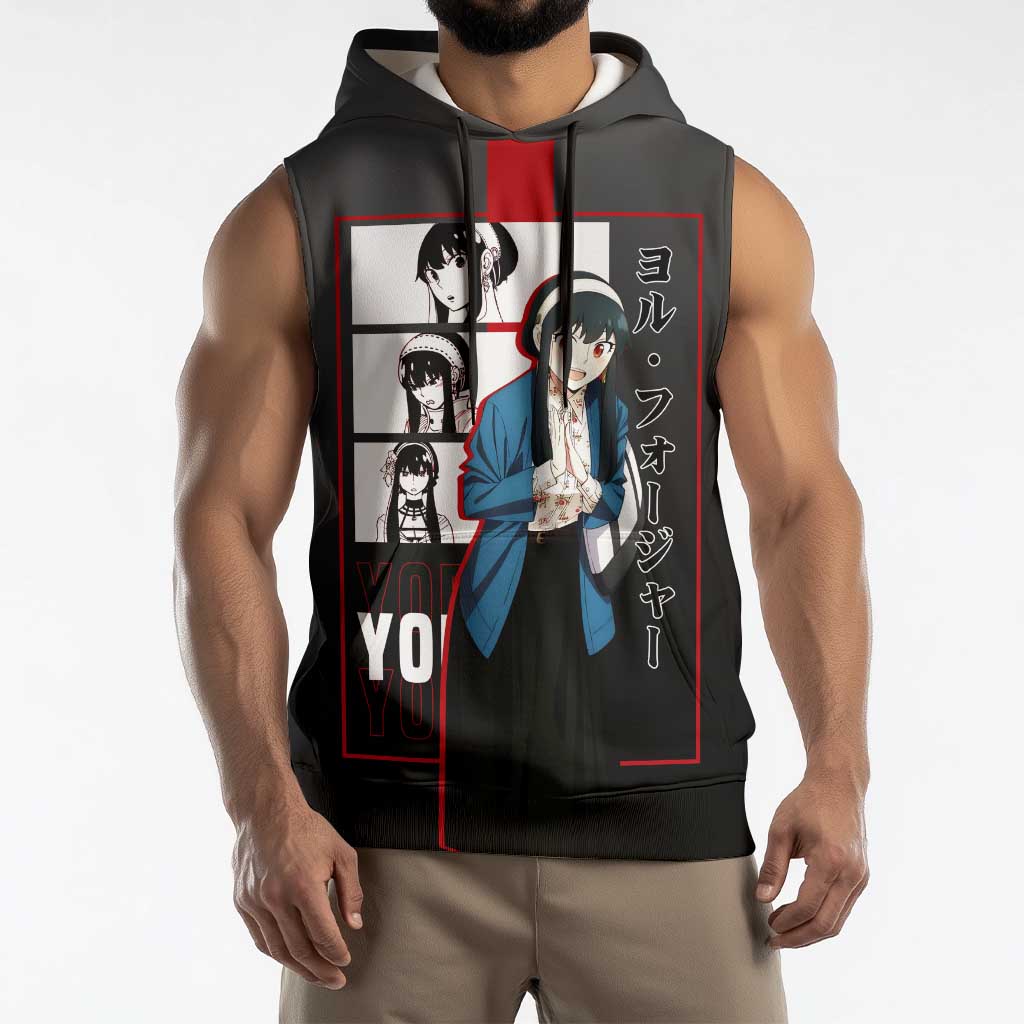 Yor Forger Spy x Family Sleeveless Hoodie with Assassin Pose and Elegant Stealth Design - The Mazicc