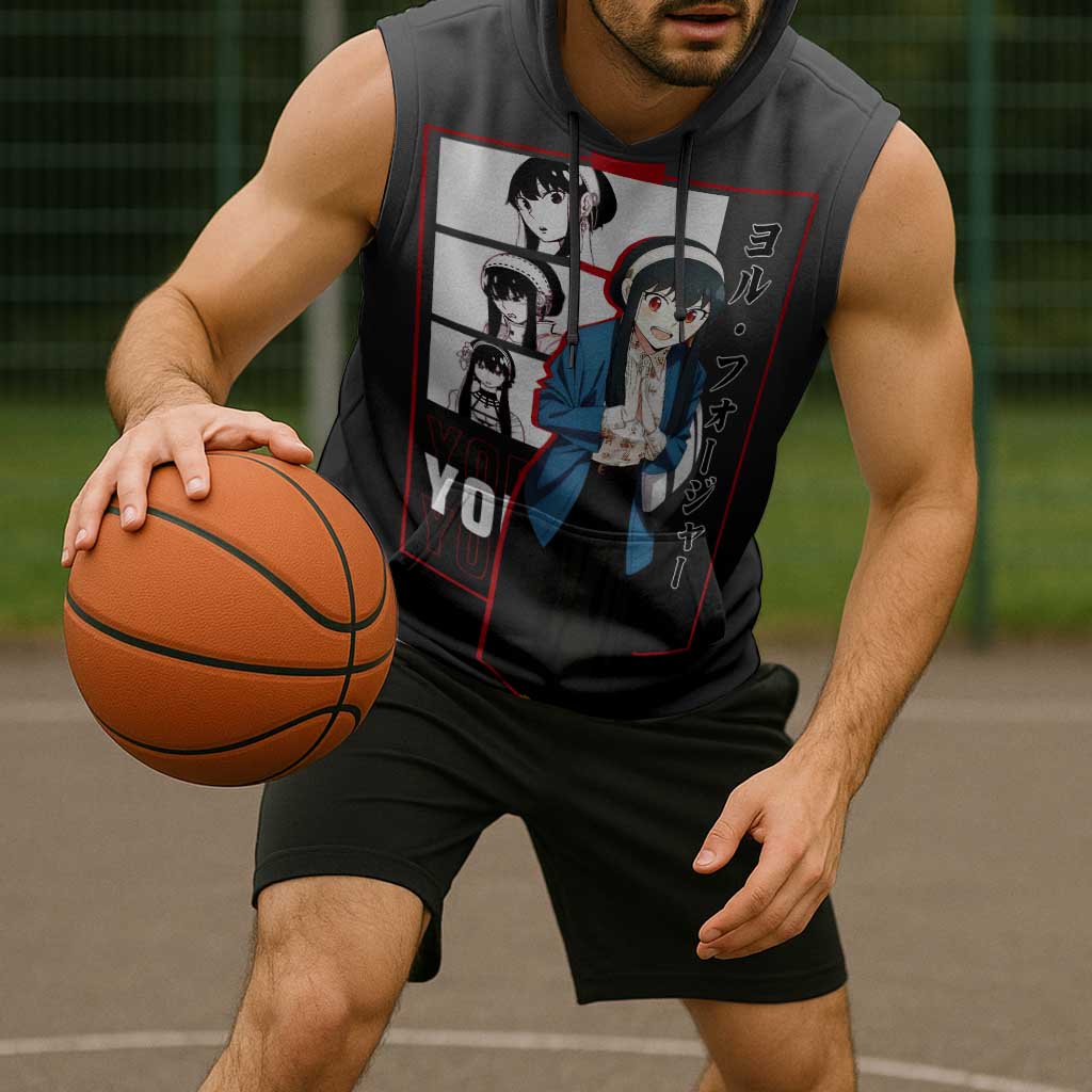 Yor Forger Spy x Family Sleeveless Hoodie with Assassin Pose and Elegant Stealth Design - The Mazicc