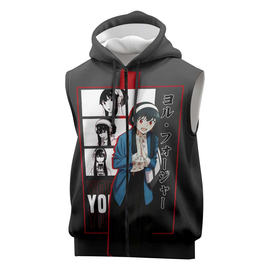 Yor Forger Spy x Family Sleeveless Zip Hoodie with Assassin Pose and Elegant Stealth Design - The Mazicc