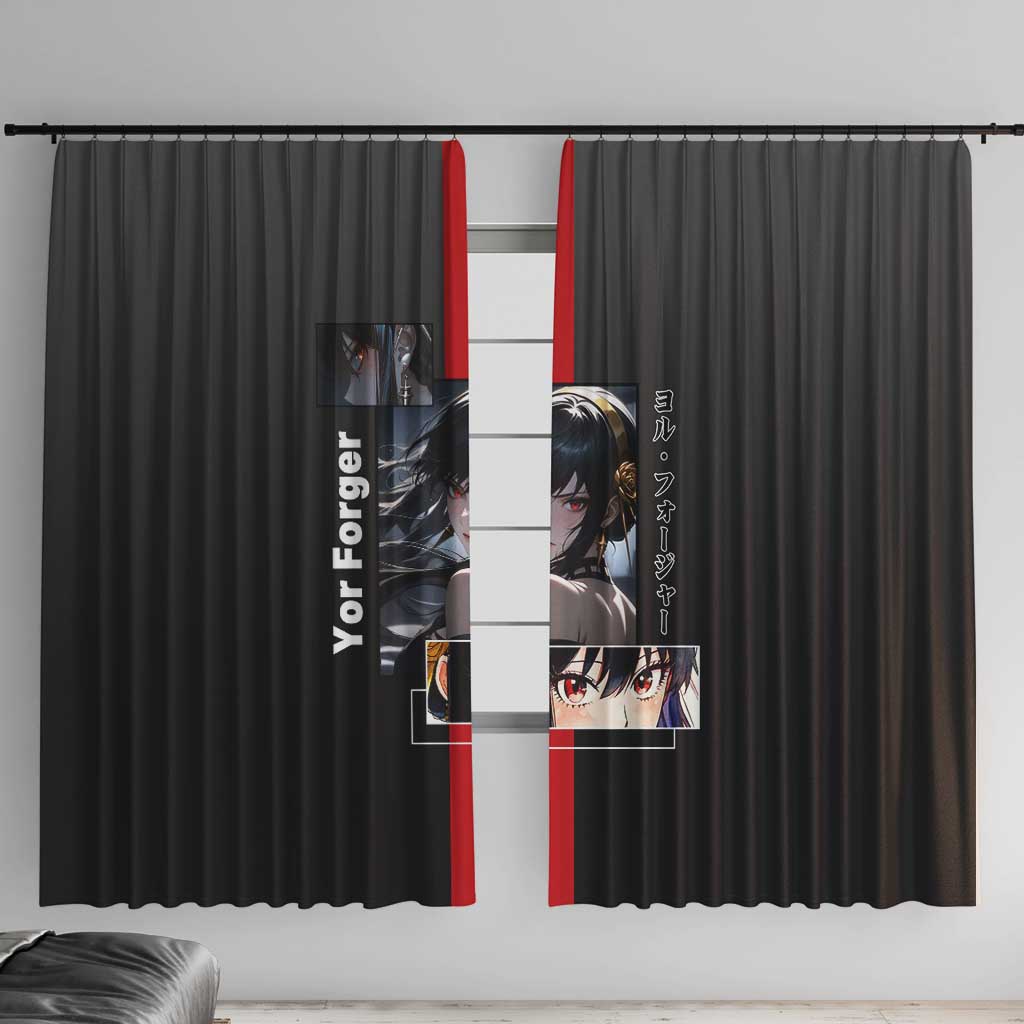 Yor Forger Spy x Family Window Curtain with Assassin Pose and Elegant Stealth Design - The Mazicc