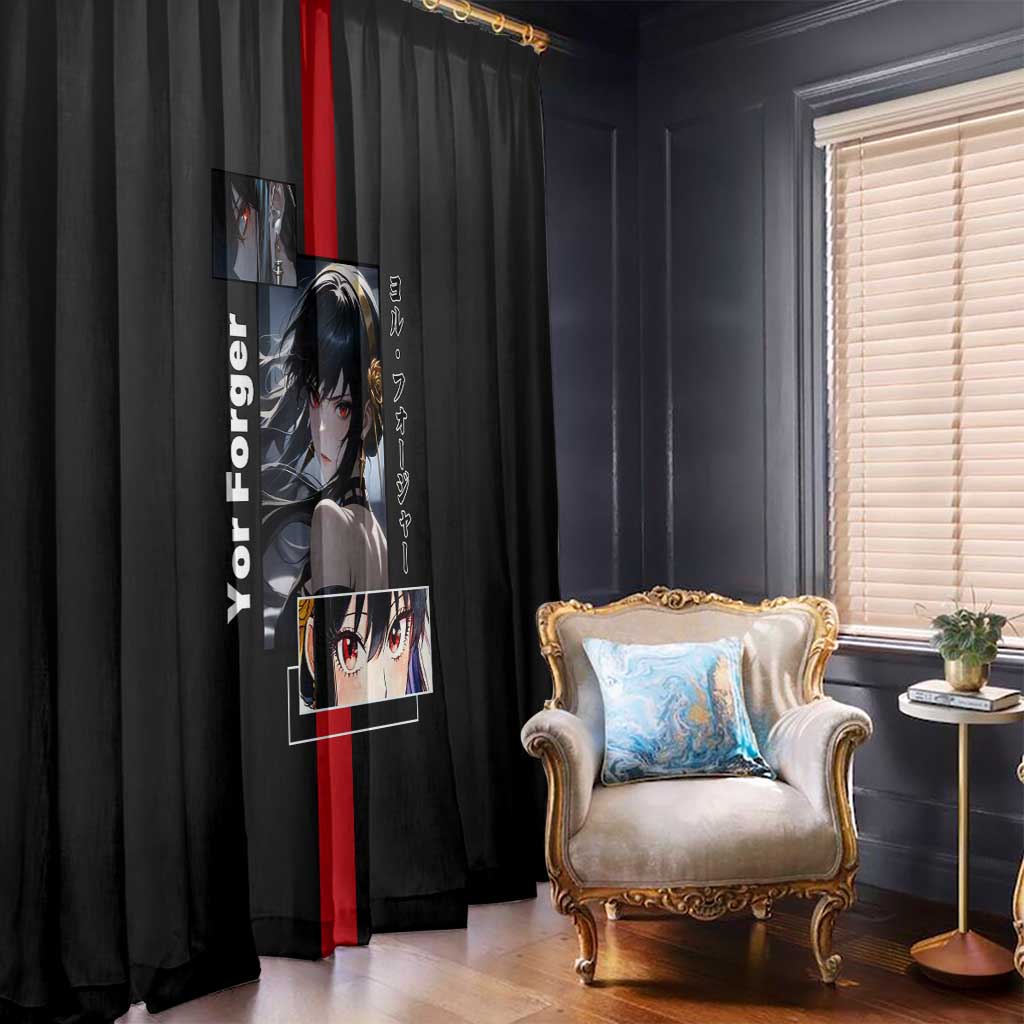 Yor Forger Spy x Family Window Curtain with Assassin Pose and Elegant Stealth Design - The Mazicc