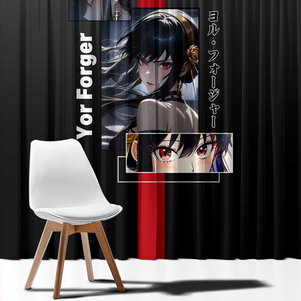 Yor Forger Spy x Family Window Curtain with Assassin Pose and Elegant Stealth Design - The Mazicc