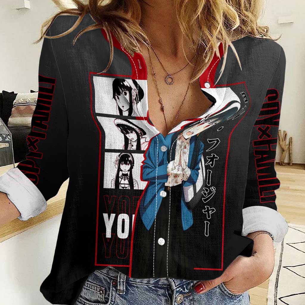 Yor Forger Spy x Family Women Casual Shirt with Assassin Pose and Elegant Stealth Design - The Mazicc