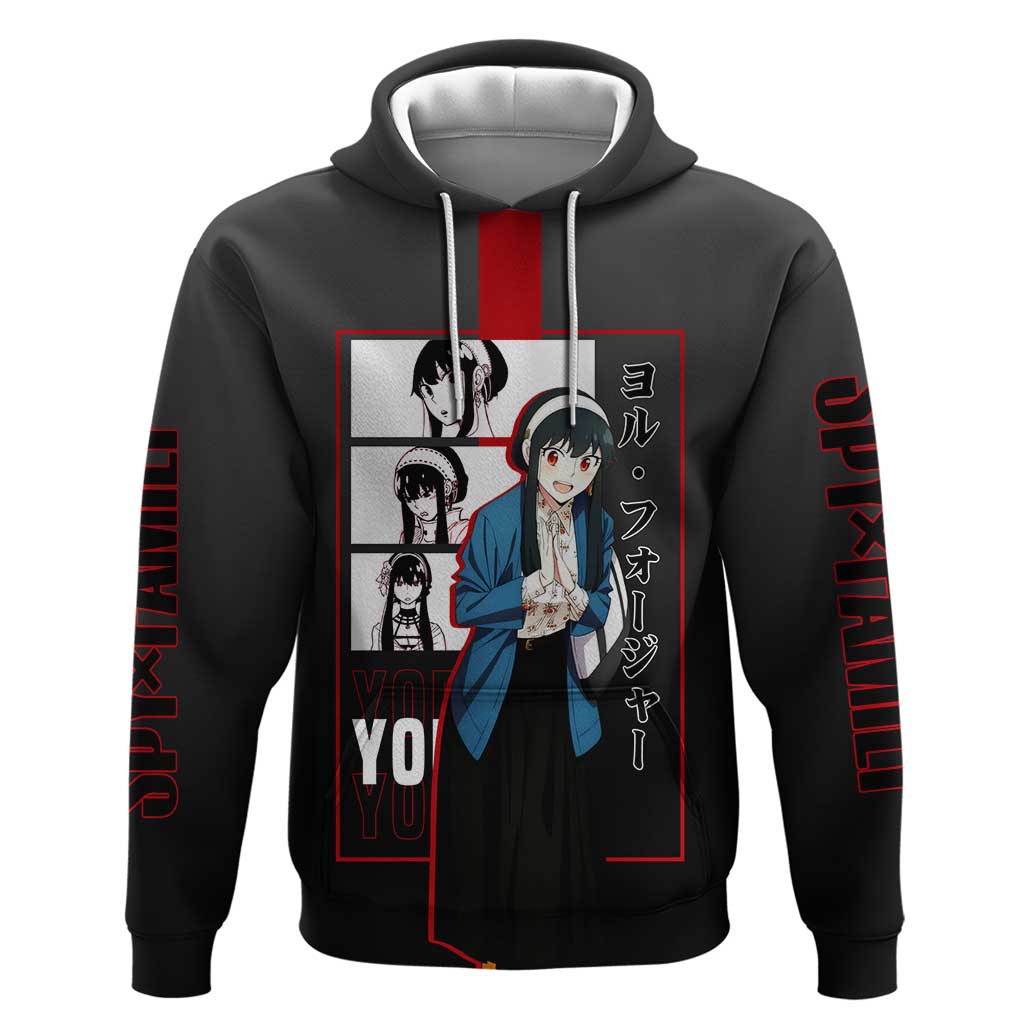 Yor Forger Spy x Family Zip Hoodie with Assassin Pose and Elegant Stealth Design - The Mazicc
