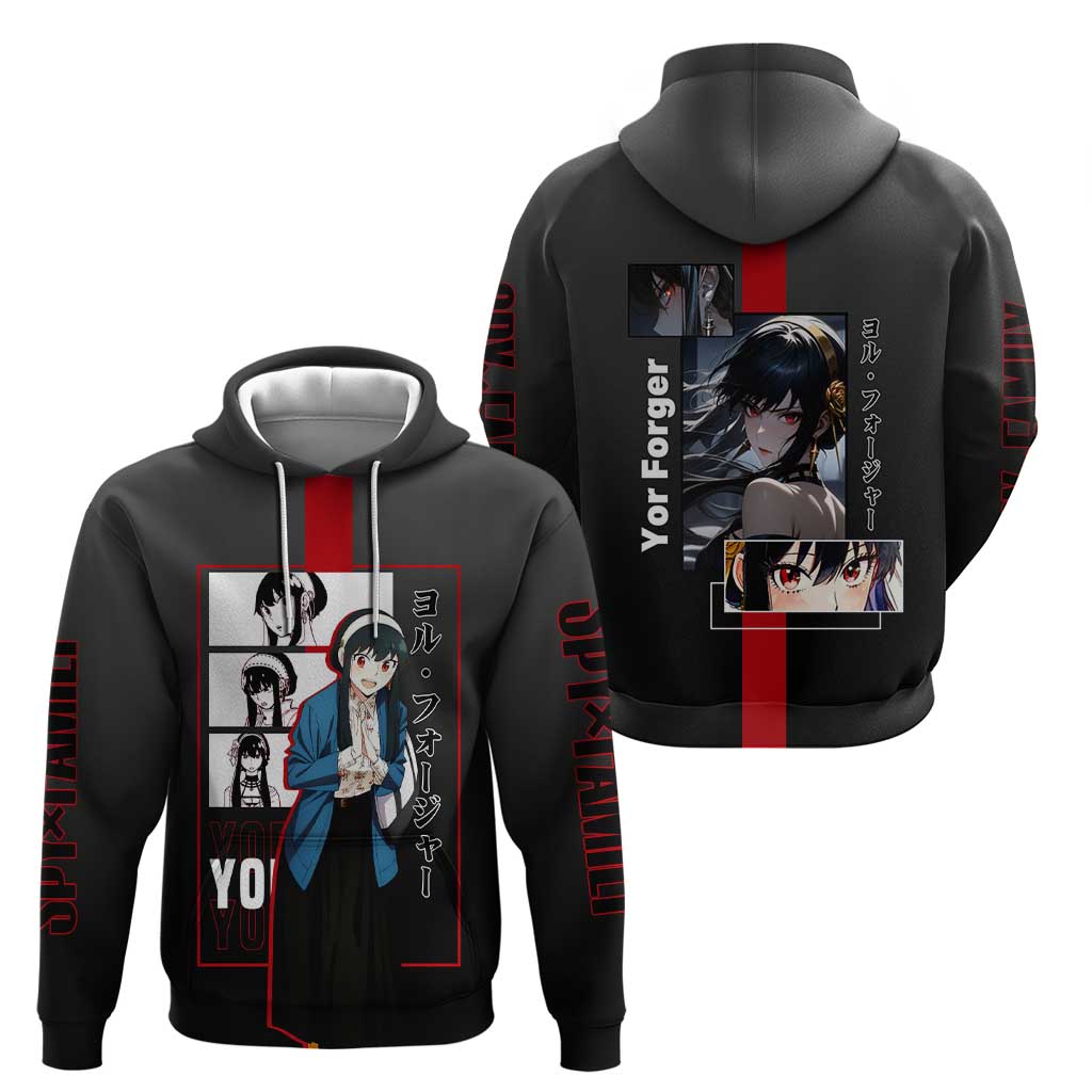 Yor Forger Spy x Family Zip Hoodie with Assassin Pose and Elegant Stealth Design - The Mazicc