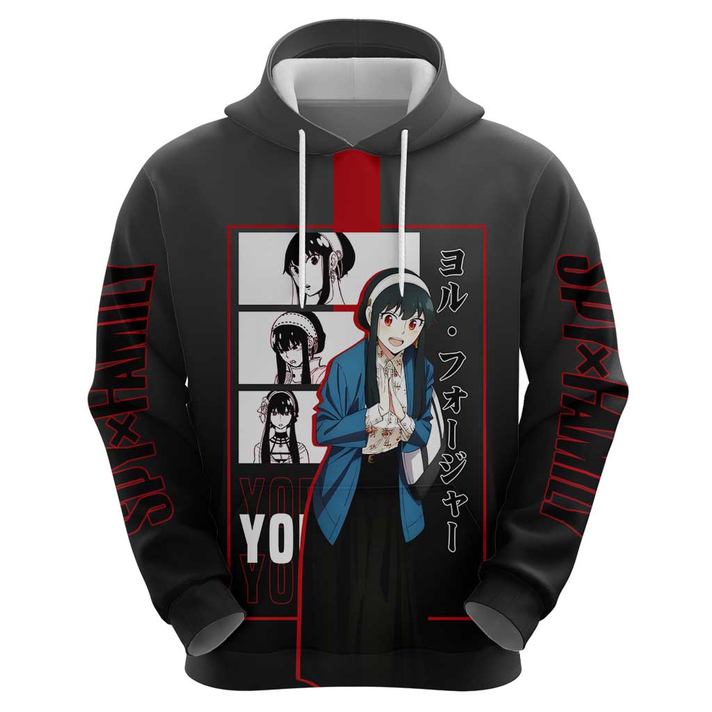 Yor Forger Spy x Family Zip Hoodie with Assassin Pose and Elegant Stealth Design - The Mazicc