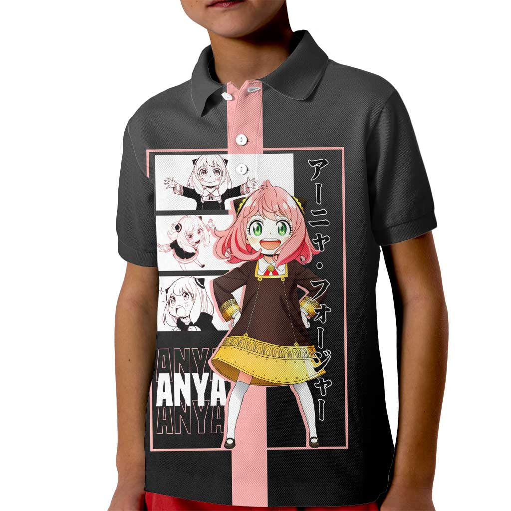 Anya Forger Spy x Family Kid Polo Shirt with Cute Expression and Playful Design - The Mazicc