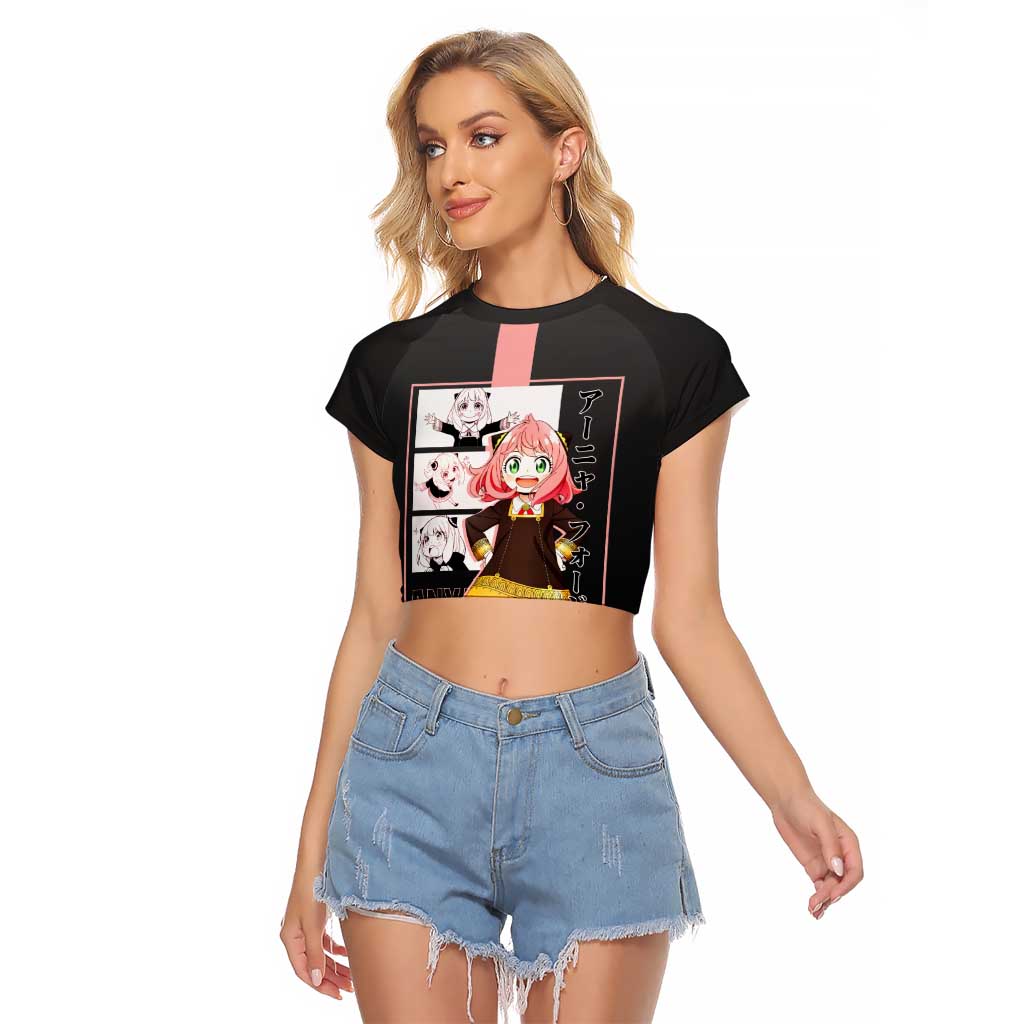 Anya Forger Spy x Family Raglan Cropped T Shirt with Cute Expression and Playful Design - The Mazicc