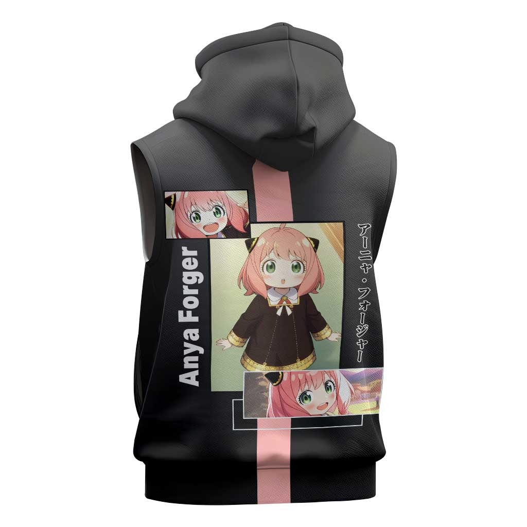 Anya Forger Spy x Family Sleeveless Zip Hoodie with Cute Expression and Playful Design - The Mazicc