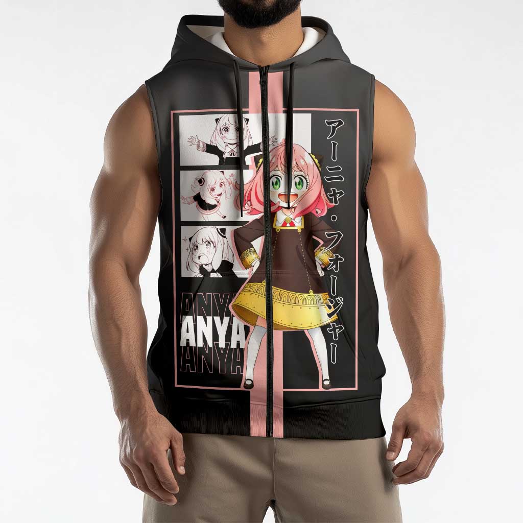 Anya Forger Spy x Family Sleeveless Zip Hoodie with Cute Expression and Playful Design - The Mazicc