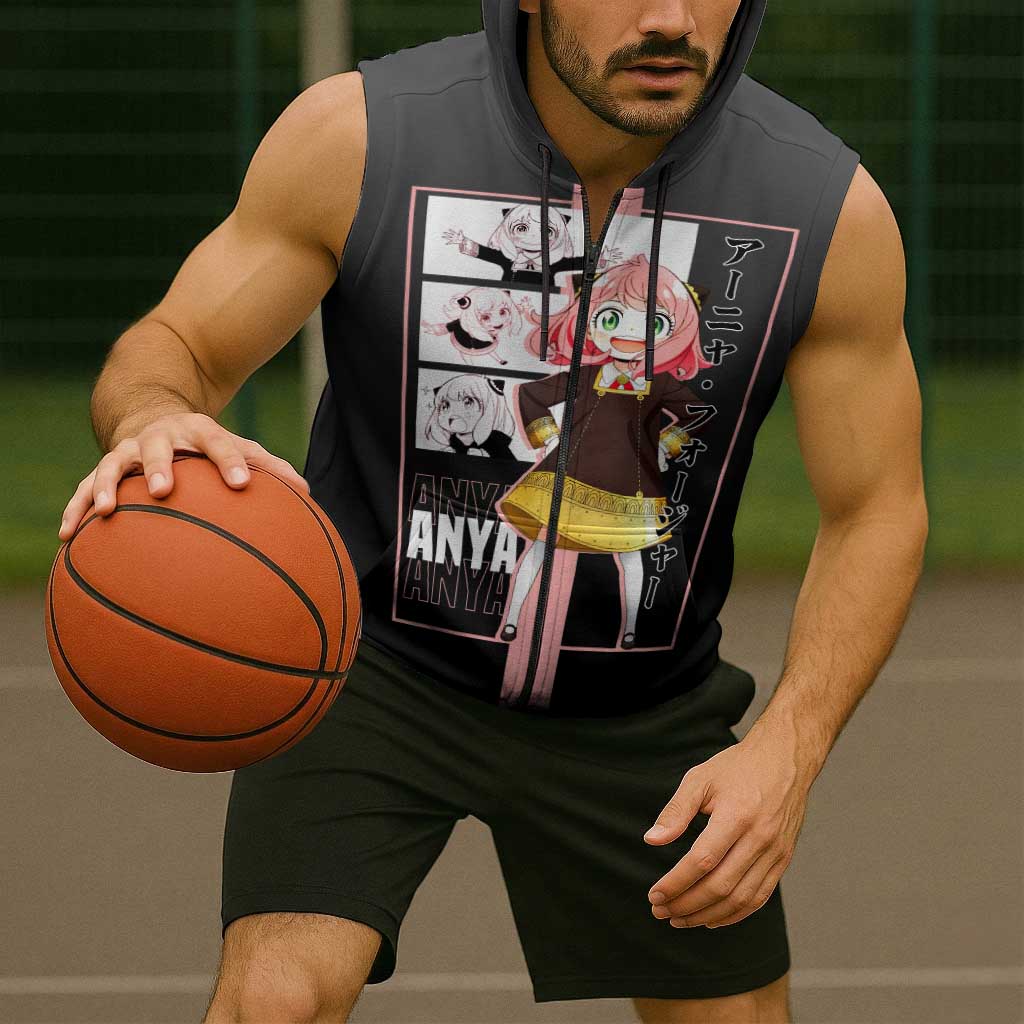 Anya Forger Spy x Family Sleeveless Zip Hoodie with Cute Expression and Playful Design - The Mazicc