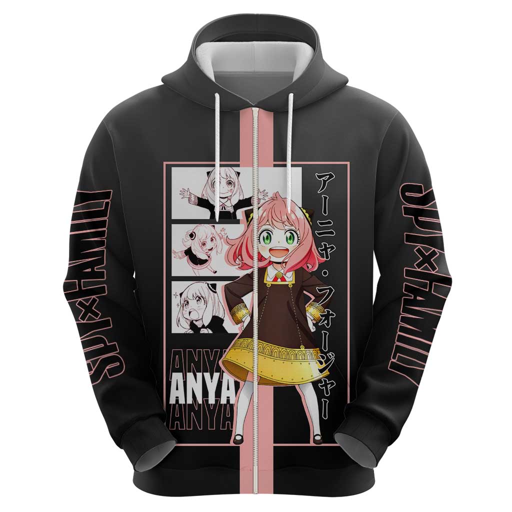 Anya Forger Spy x Family Zip Hoodie with Cute Expression and Playful Design - The Mazicc