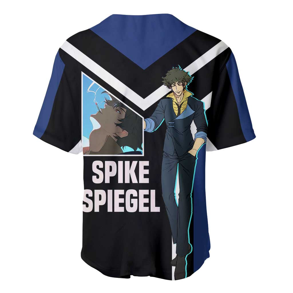 Spike Spiegel Cowboy Bebop Baseball Jersey with Cool Gun Pose and Stylish Space Design - The Mazicc