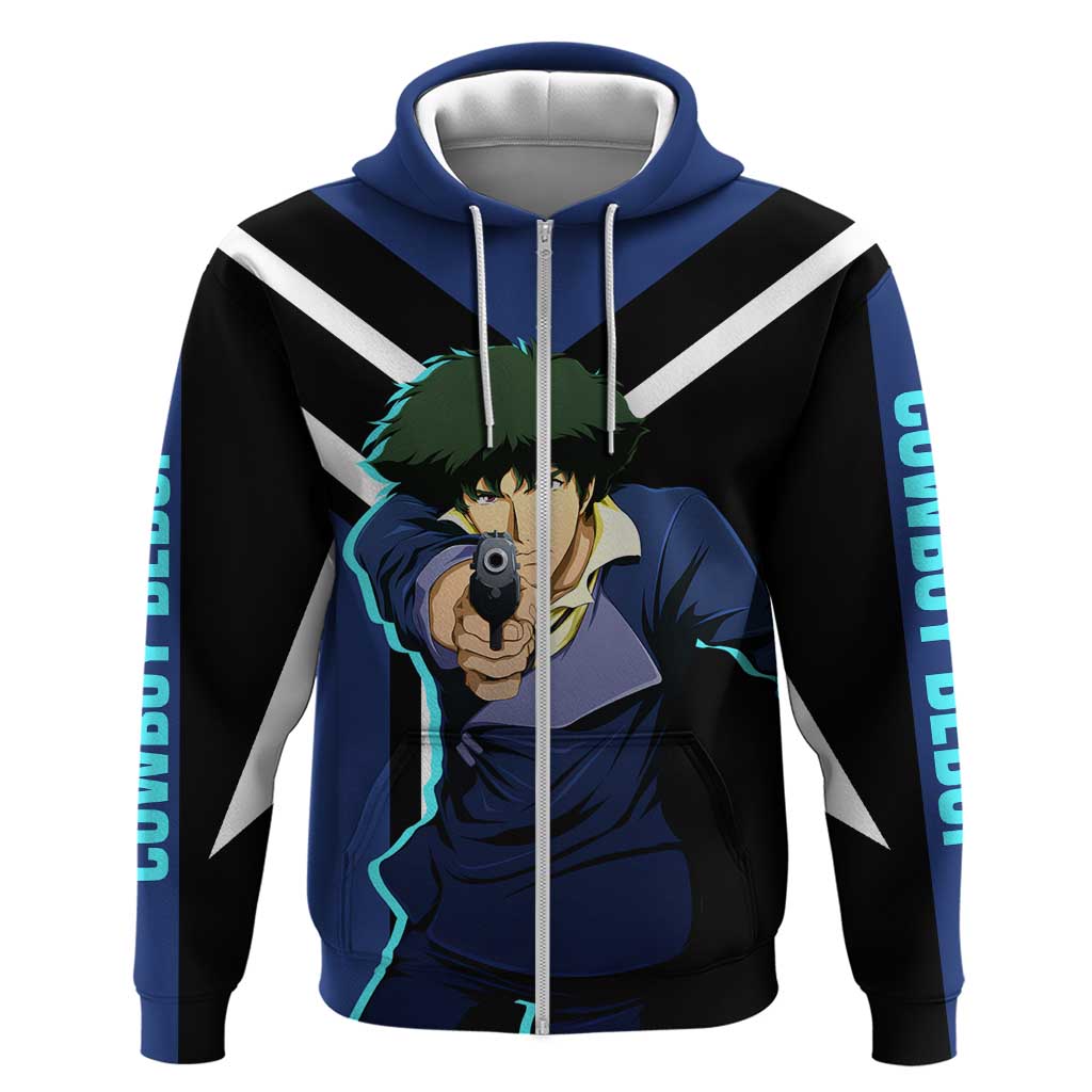 Spike Spiegel Cowboy Bebop Hoodie with Cool Gun Pose and Stylish Space Design - The Mazicc