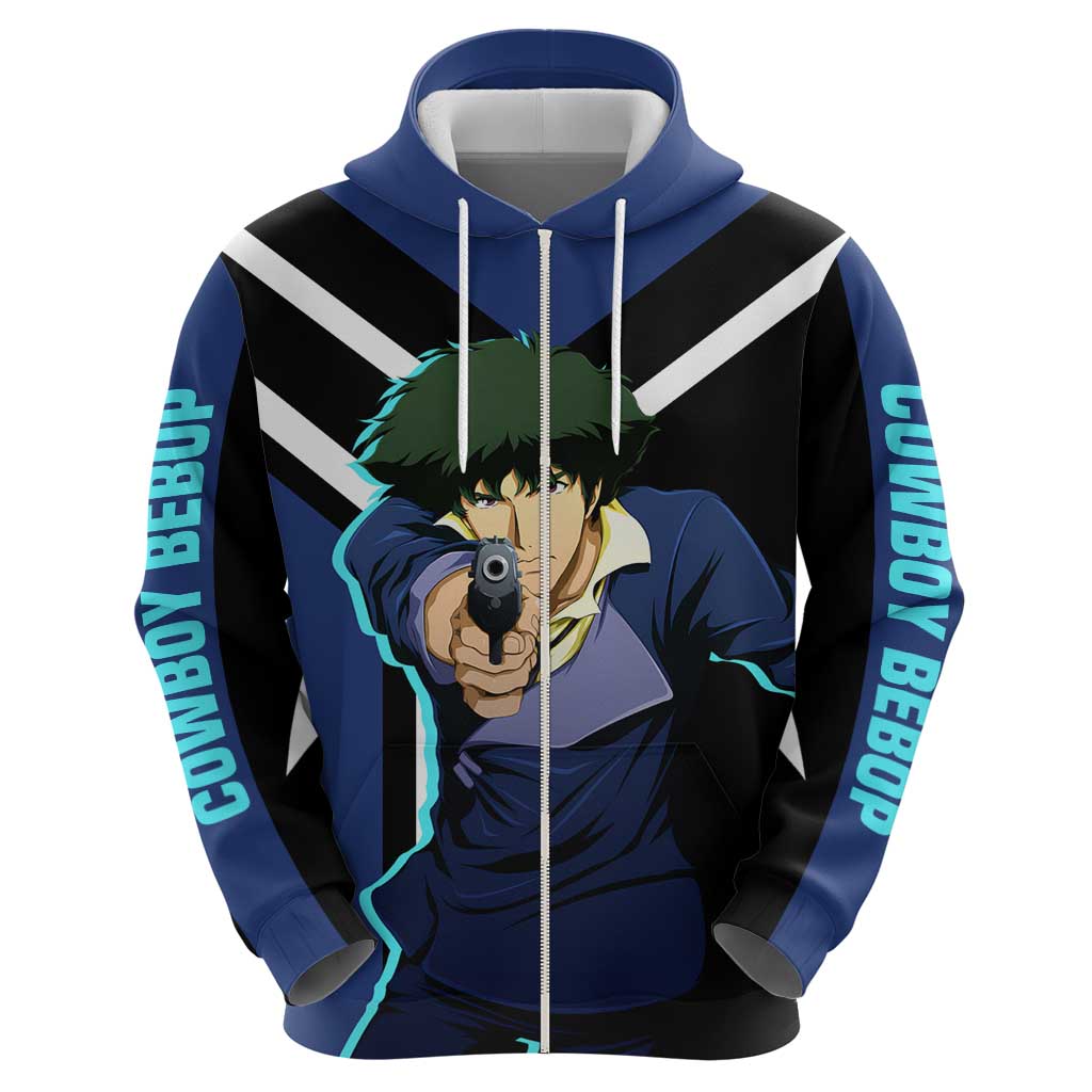 Spike Spiegel Cowboy Bebop Hoodie with Cool Gun Pose and Stylish Space Design - The Mazicc