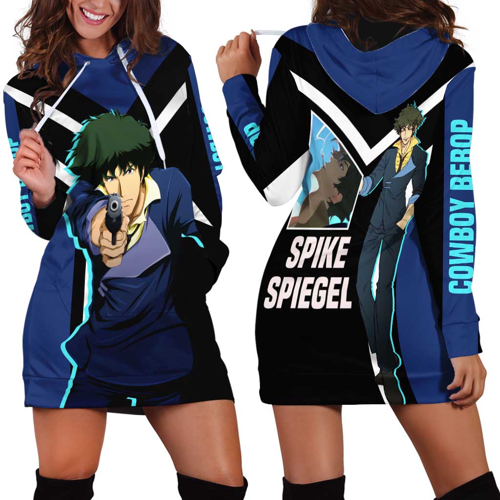 Spike Spiegel Cowboy Bebop Hoodie Dress with Cool Gun Pose and Stylish Space Design - The Mazicc