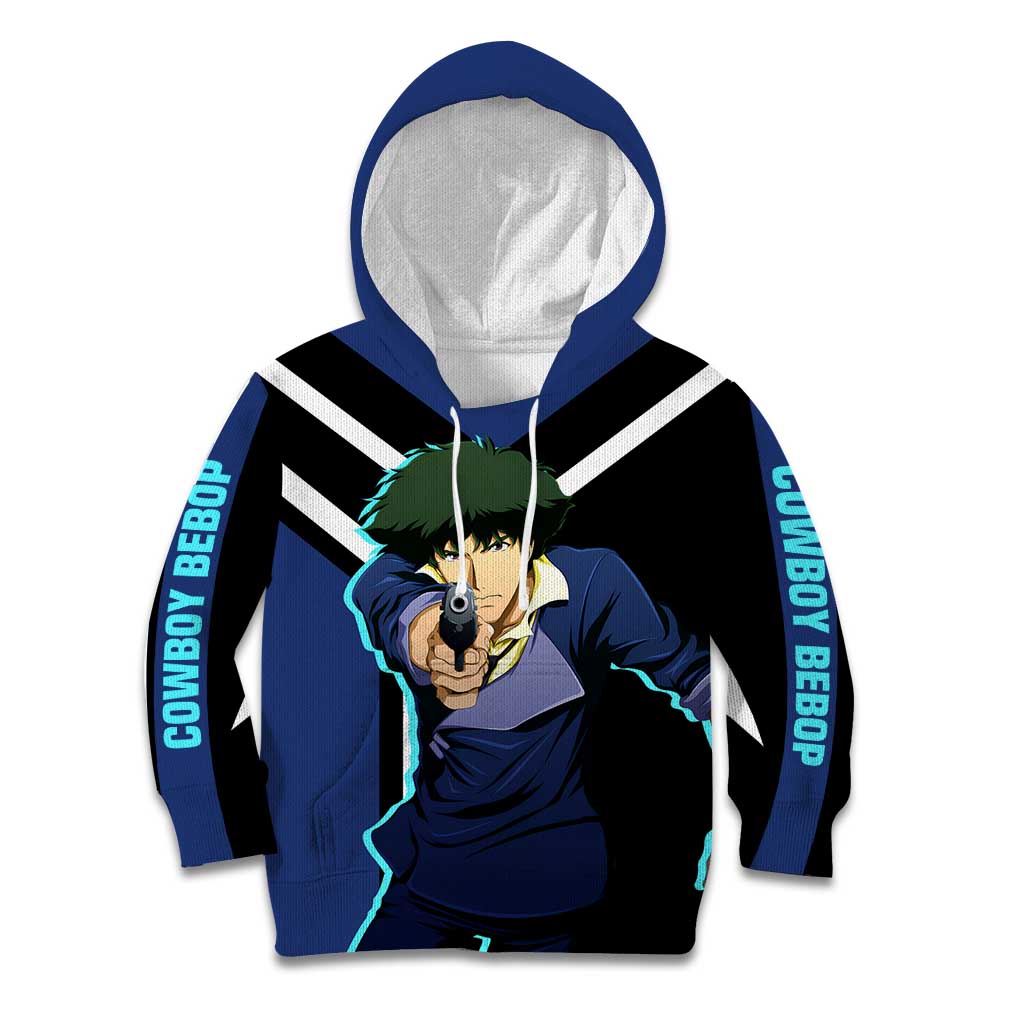 Spike Spiegel Cowboy Bebop Kid Hoodie with Cool Gun Pose and Stylish Space Design - The Mazicc