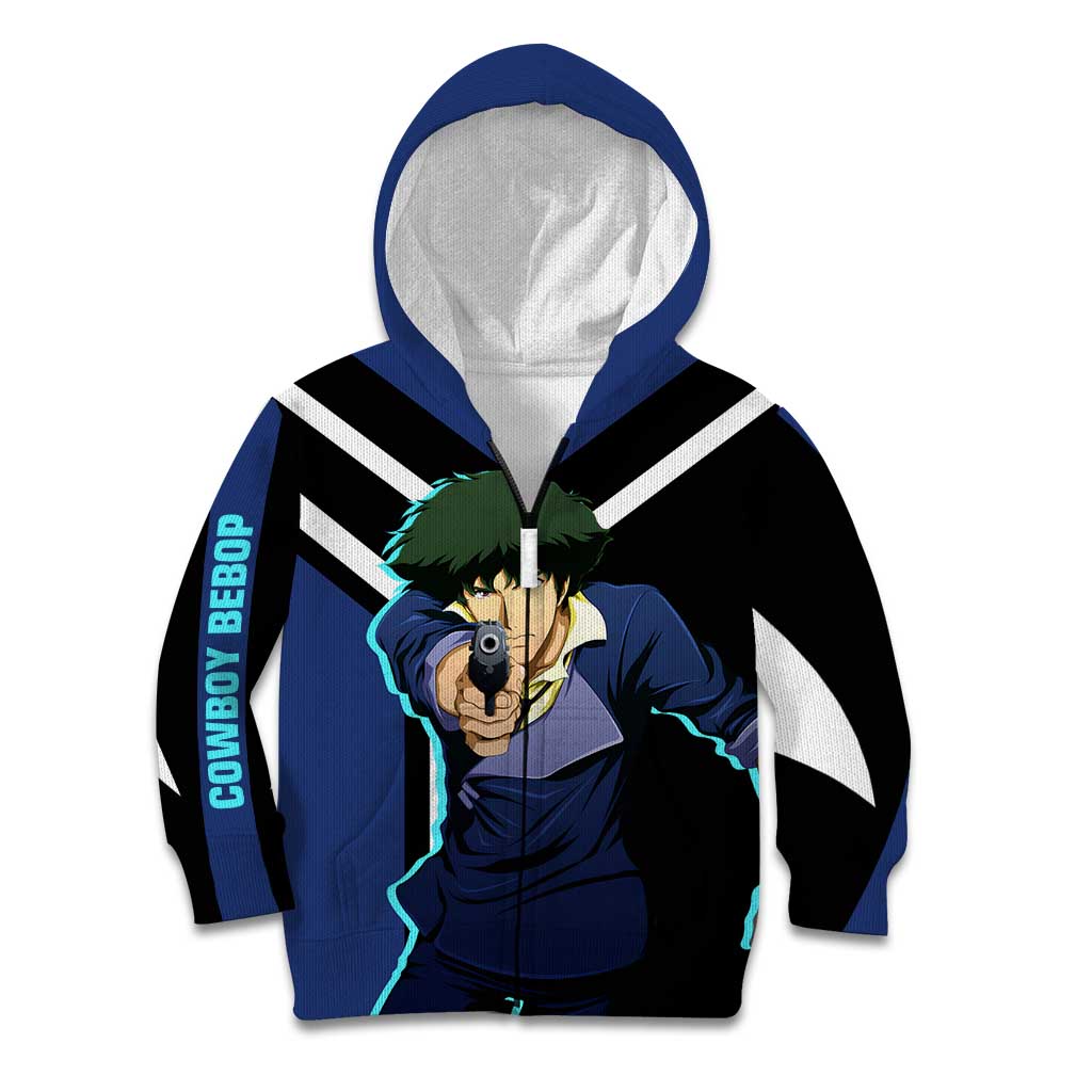 Spike Spiegel Cowboy Bebop Kid Hoodie with Cool Gun Pose and Stylish Space Design - The Mazicc