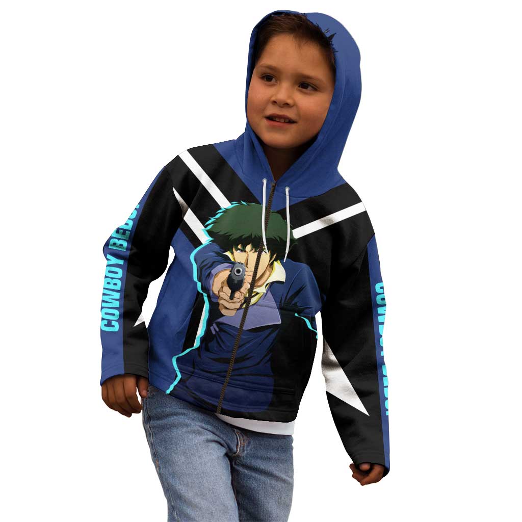Spike Spiegel Cowboy Bebop Kid Hoodie with Cool Gun Pose and Stylish Space Design - The Mazicc