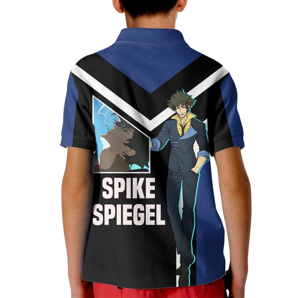 Spike Spiegel Cowboy Bebop Kid Polo Shirt with Cool Gun Pose and Stylish Space Design - The Mazicc