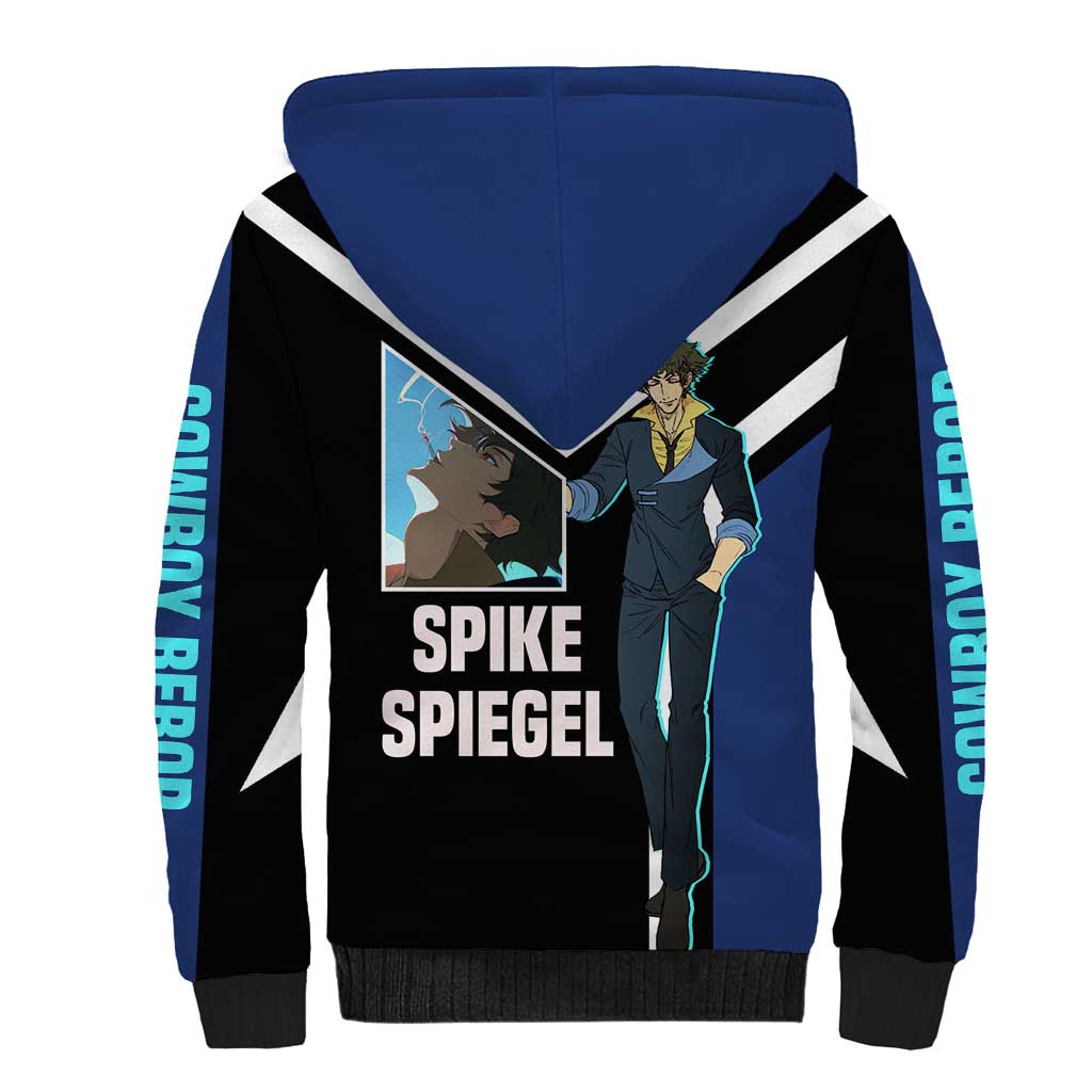 Spike Spiegel Cowboy Bebop Sherpa Hoodie with Cool Gun Pose and Stylish Space Design - The Mazicc