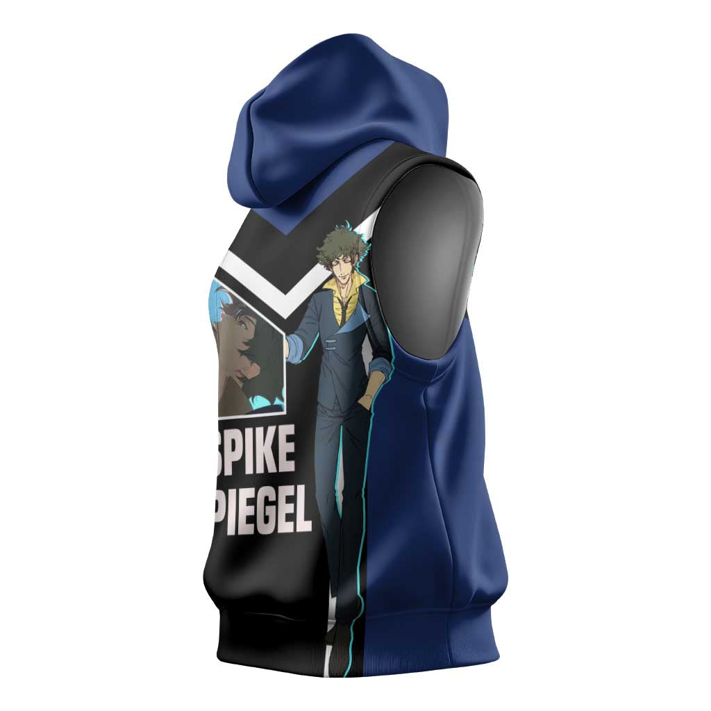 Spike Spiegel Cowboy Bebop Sleeveless Hoodie with Cool Gun Pose and Stylish Space Design - The Mazicc