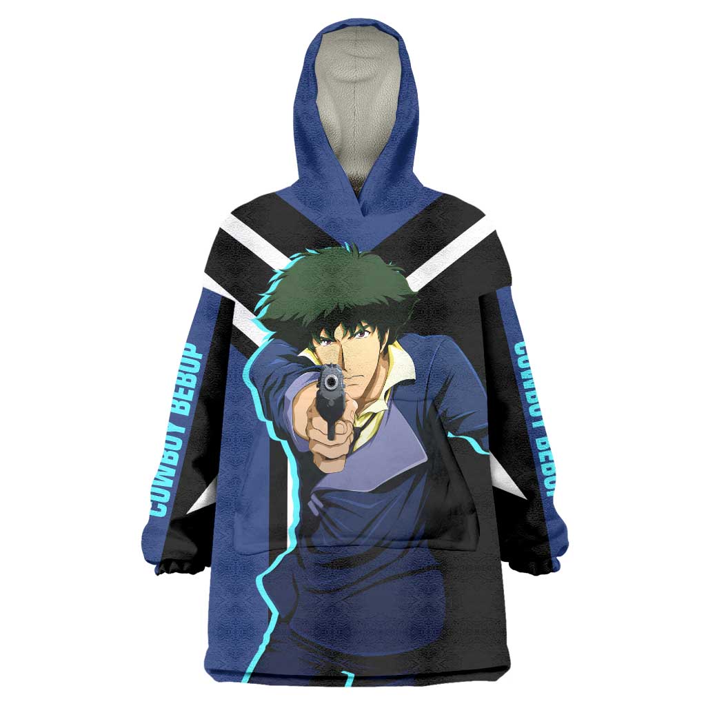 Spike Spiegel Cowboy Bebop Wearable Blanket Hoodie with Cool Gun Pose and Stylish Space Design - The Mazicc