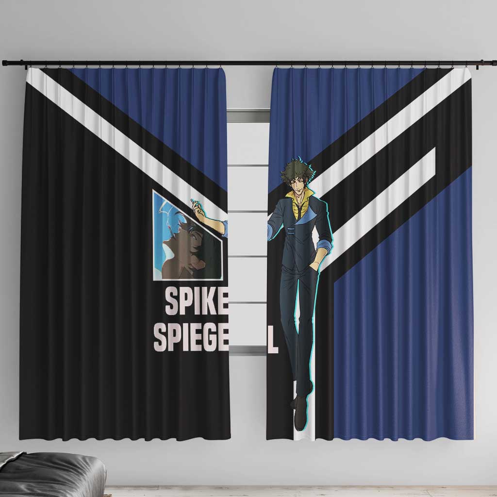 Spike Spiegel Cowboy Bebop Window Curtain with Cool Gun Pose and Stylish Space Design - The Mazicc